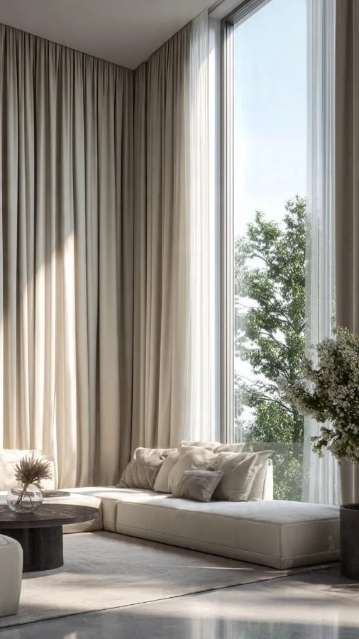 Hero image — sheer curtains, natural light