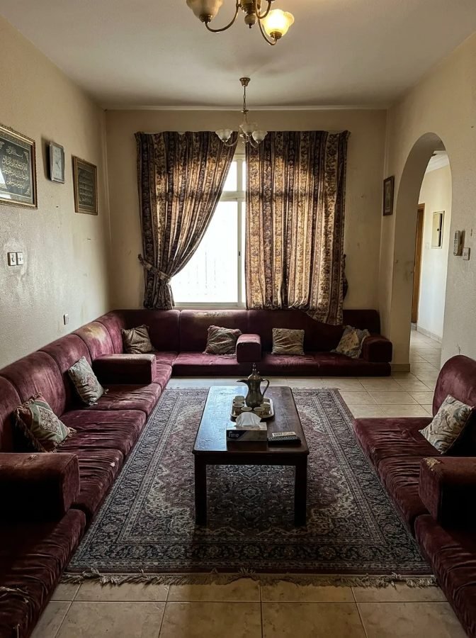 Faded maroon velvet majlis, Shakhbout villa