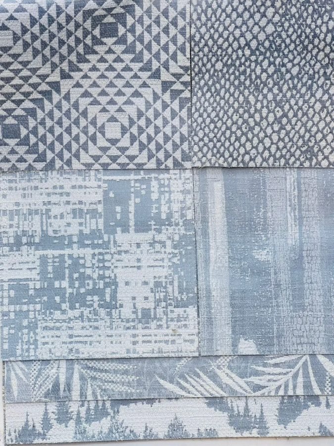 Blue geometric jacquard